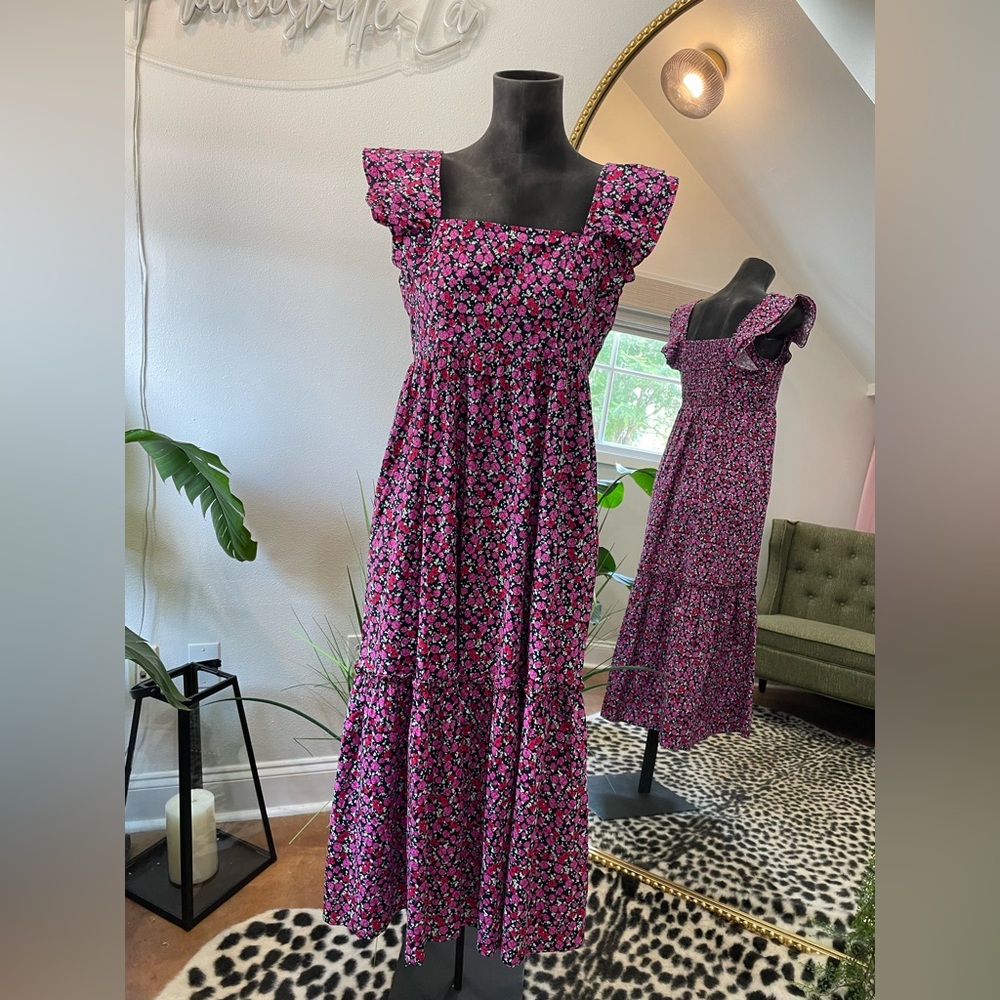 Pink floral maxi dress